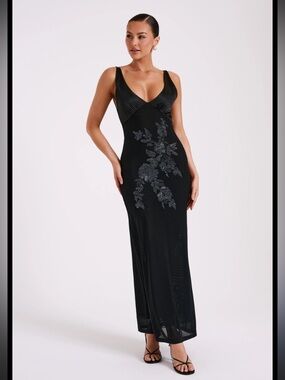 NWOT Meshki Black “Maya” Beaded Dress